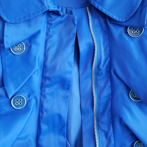 Blue Ruffled Satiny Finish Jacket - Picture 11 of 14